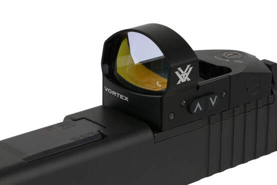 The Vortex Venom 6 MOA red dot sight can be attached to handgun slides